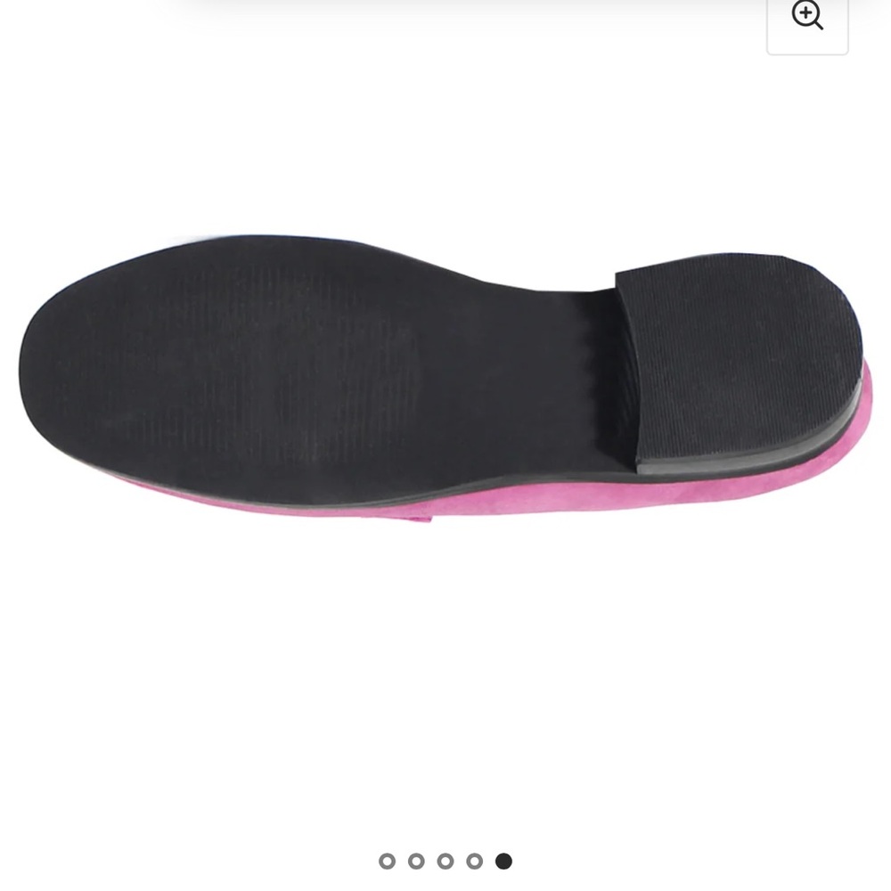 Women’s Pink Suede Slip-On Loafers with Gold Accent - Picture 9 of 13